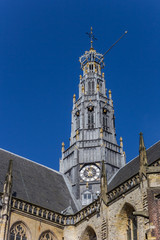 Fototapeta na wymiar Tower of the St. Bavo church in Haarlem