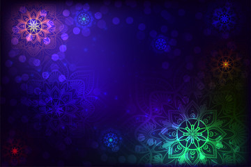 Abstract background with mandala and snowflake