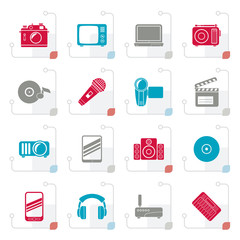 Stylized Media and technology icons - vector icon set