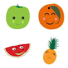 Set of fruits on a white background, Vector illustration