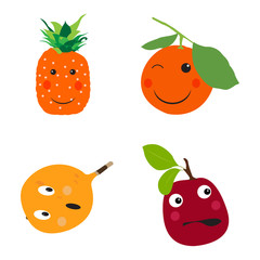 Set of fruits on a white background, Vector illustration