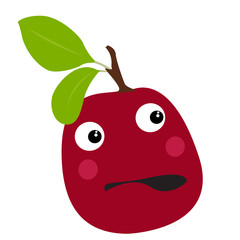 Isolated surprised plum on a white background, Vector illustration