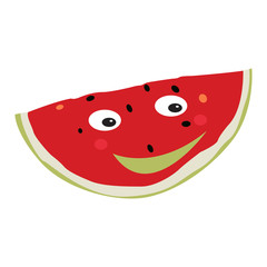 Isolated happy watermelon on a white background, Vector illustration