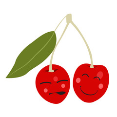 Isolated happy cherry on a white background, Vector illustration