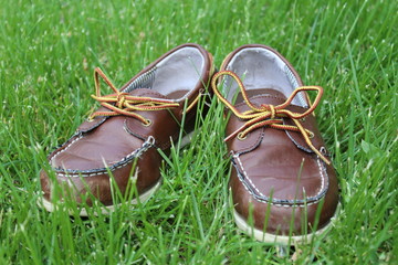 Brown Child Shoes in Grass