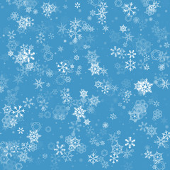 Winter blue background with snowflakes. Vector Illustration.
