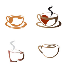 Set of abstract coffee mug logos, Vector illustration