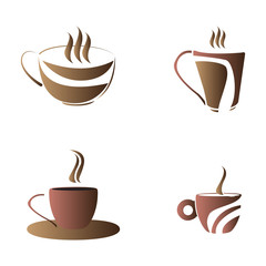 Set of abstract coffee mug logos, Vector illustration