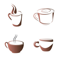 Set of abstract coffee mug logos, Vector illustration