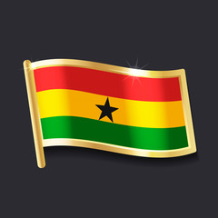 flag of Ghana in the form of badge, flat image