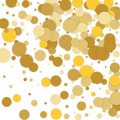 Fototapeta na wymiar Vector background with confetti. Gold confetti on white background.