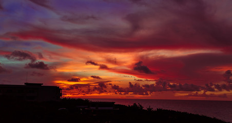 amazing gorgeous magic view of sunset time with beautiful warm sky at Santa Maria Cuban island