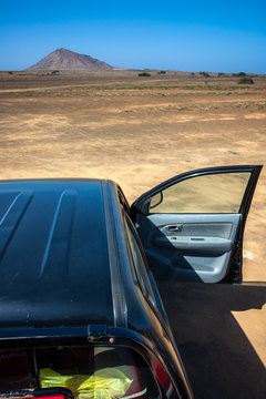 Traveling desert by car. Cape Verde. Sal Island