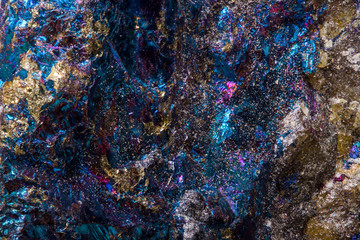 Blue and purple psychedelic looking rock, microscopic mineral texture . - obrazy, fototapety, plakaty