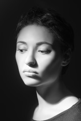 Fototapeta premium black and white portrait of a beautiful girl 