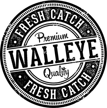 Fresh Walleye Fish Restaurant Stamp