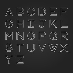 Modern linear uppercase alphabet design,Minimalist style. Vector Illustration