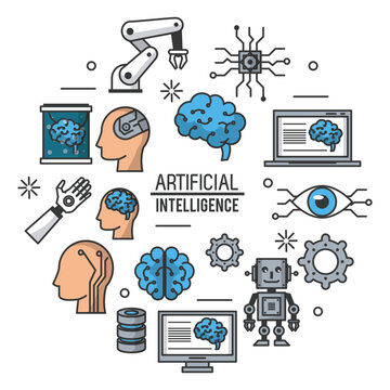 Artificial intelligence technology icon vector illustration graphic design
