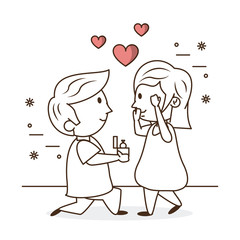 Kids in love cartoon icon vector illustration graphic design