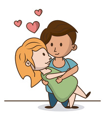Kids in love cartoon icon vector illustration graphic design