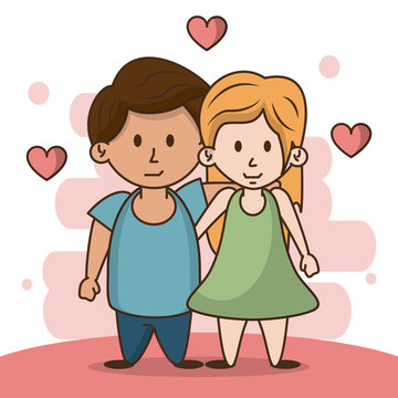 Kids in love cartoon icon vector illustration graphic design