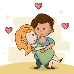 Kids in love cartoon icon vector illustration graphic design