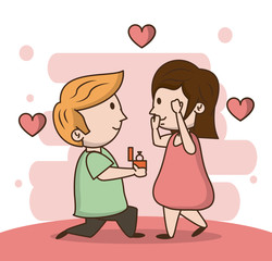 Kids in love cartoon icon vector illustration graphic design