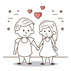Kids in love cartoon icon vector illustration graphic design