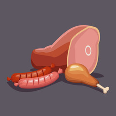 Chicken and pork meat icon vector illustration graphic design