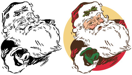 A portrait of Santa Claus extending a hand in a Christmas greeting © RTRO