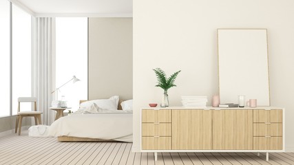 Bedroom space interior minimal and wall decoration empty in apartment- 3D rendering