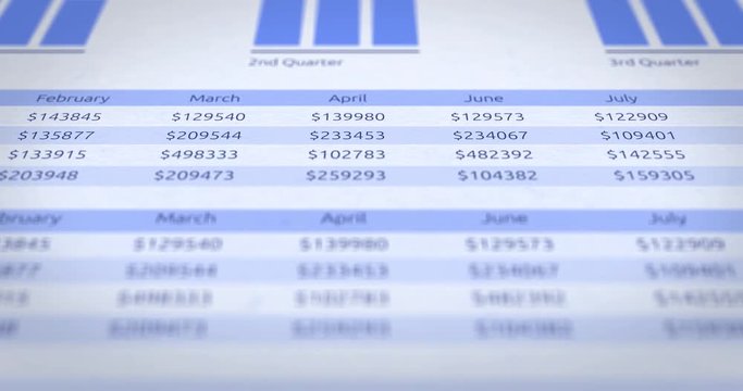 Scrolling over generic modern corporate accounting financial paperwork