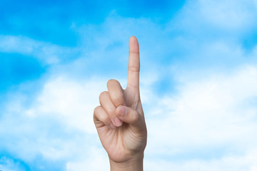 hand Forefinger idea - idea signs symbol sky background.