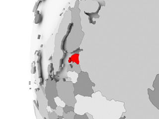 Estonia on grey globe