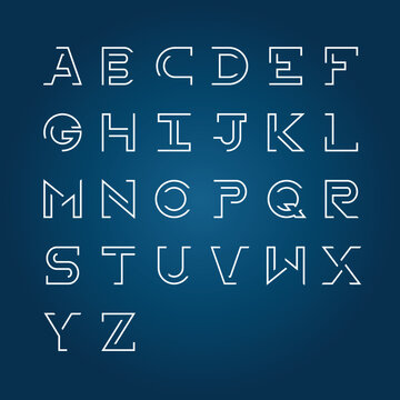 Linear uppercase modern alphabet design set.Minimalist style-Incomplete concept.Vector Illustration