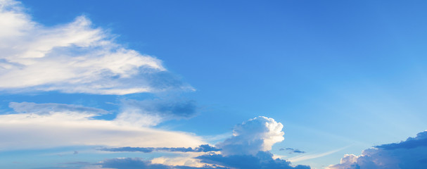 panorama blue sky vivid with cloud in summer Before sunset art of nature beautiful and copy space for add text