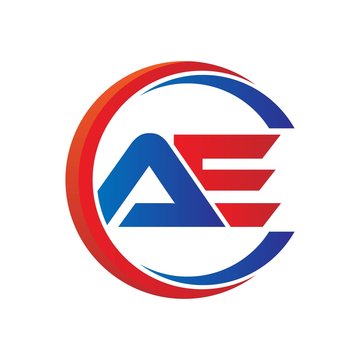 ae logo vector modern initial swoosh circle blue and red