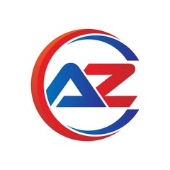 az logo vector modern initial swoosh circle blue and red