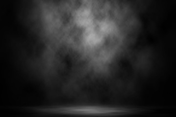 Abstract white smoke spotlight stage background.