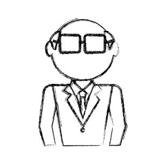 uncolored man professional with glasses over white background vector illustration
