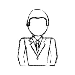 uncolored man professional over white background vector illustration