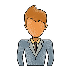 colored young  businessman  doodle over white background  vector illustration