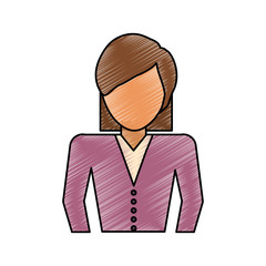 colored businesswoman doodle over white background  vector illustration