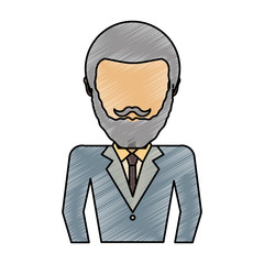 colored old  businessman  doodle over white background  vector illustration