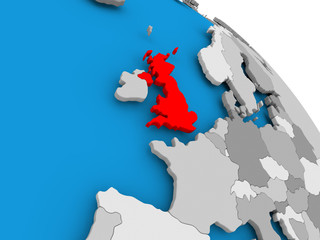 United Kingdom in red on map