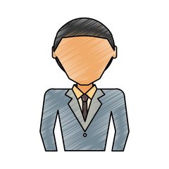 colored young  businessman  doodle over white background  vector illustration