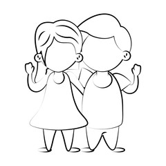Cute kids in love cartoon icon vector illustration graphic design