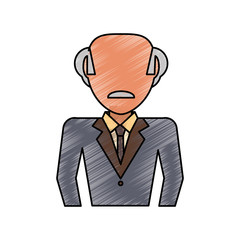 colored old  businessman doodle over white background  vector illustration