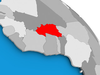 Fototapeta premium Burkina Faso in red on map