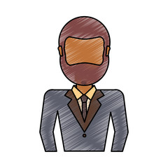 colored businessman  doodle over white background  vector illustration